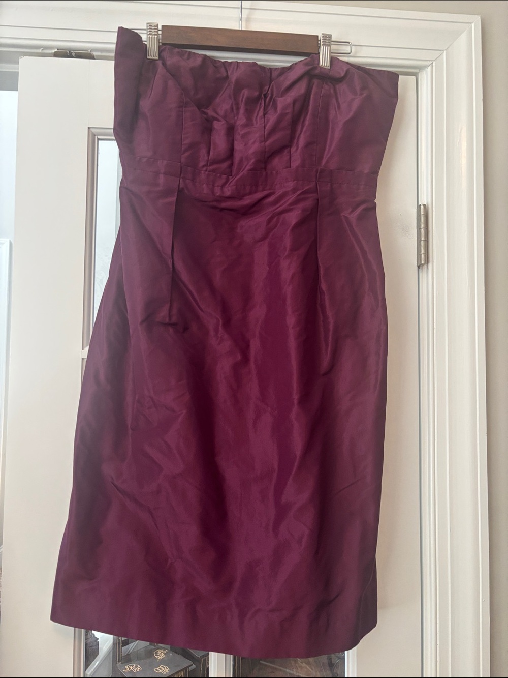 J. Crew Strapless Wine Sheen Cocktail Dress